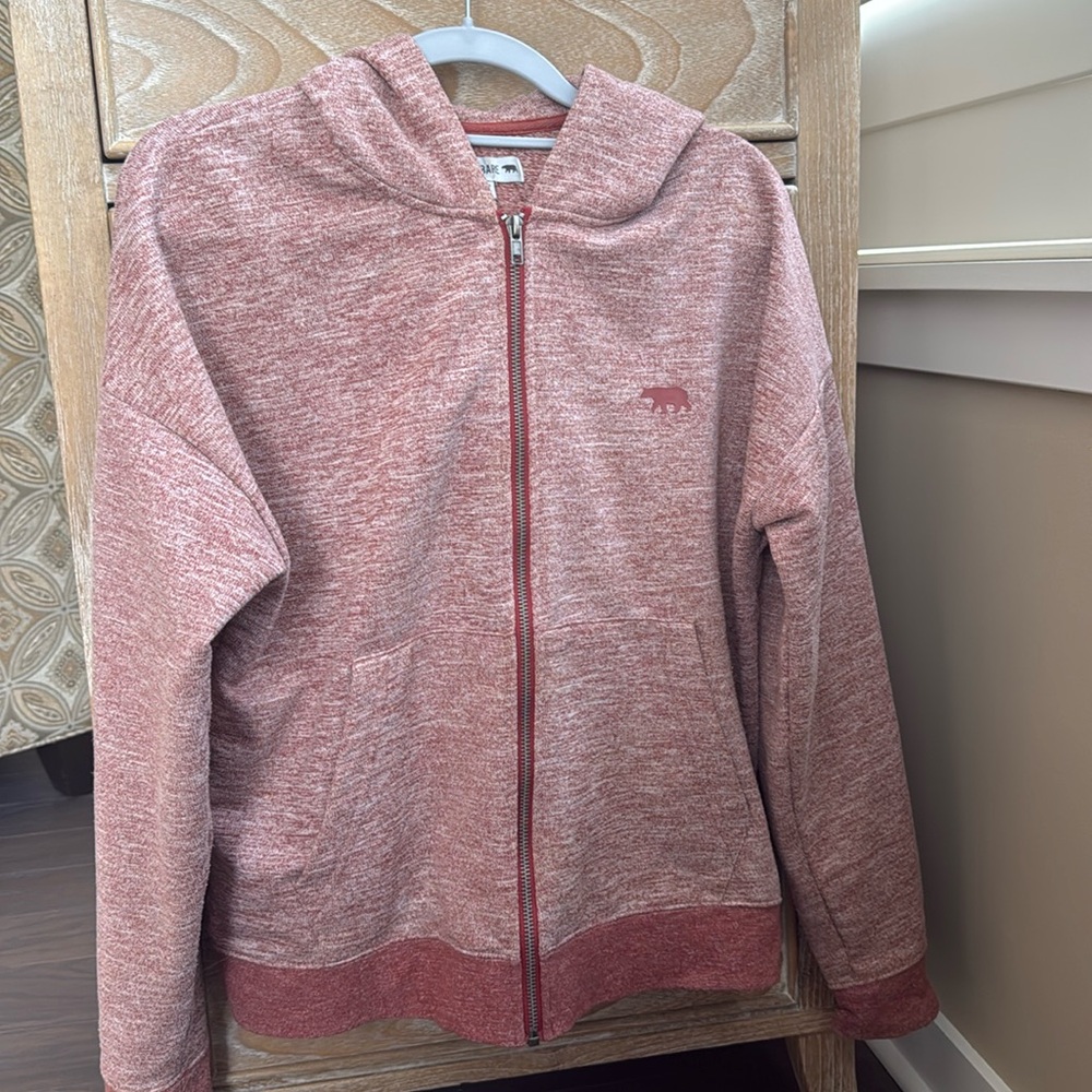 Running Bare Team Zip Hoodie Small Aus 10 Heathered Burgundy EUC Cozy Athletic